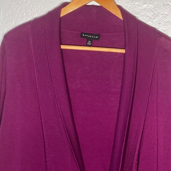 Rafaella Womens M Cardigan Sweater Drape Front Burgundy Career Comfortable Y2K - Picture 3 of 16